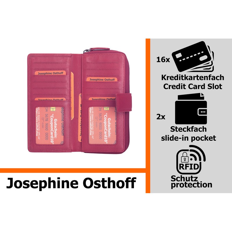 Josephine Osthoff Bremen Compact Genuine Leather Wallet with RFID Protection,