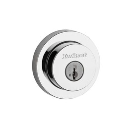 Kwikset 158 Round Single Cylinder Deadbolt featuring SmartKey in Polished Chrome