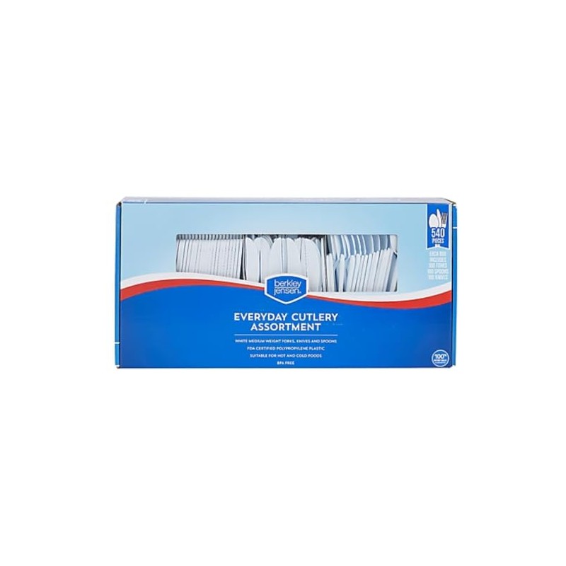 Generic Cutlery Combo, White, 540 Pieces (Forks, Spoons, Knives), medium,