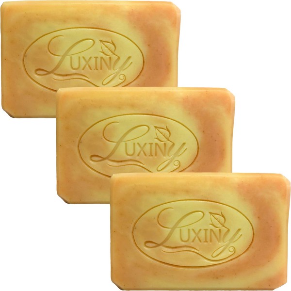 Natural Soap Bar, Luxiny Orange Patchouli Handmade Body Soap and Bath Soap Bar is Palm Oil Free, Moisturizing Vegan Castile Soap with Essential Oil for All Skin Types Including Sensitive Skin (3 Pack)