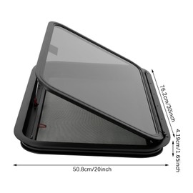 RocoReny 30"W x 20"H RV Exit Window, Ultra Thick Tempered Push Out Window with Net Screen & Trim Ring, Black Shade Glass Camper Emergency Window for RVs, Trailers, Pickup Trucks (30"W x 20")