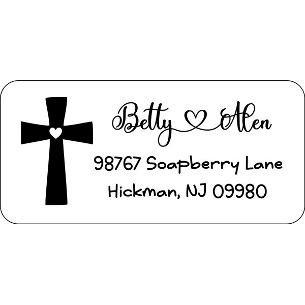 Atelier Elegance Custom Address Labels, Any Name, Any Address, Cross,
