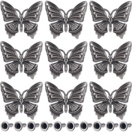 GORGECRAFT 1 Box 10Pcs Butterfly Screw Back Buttons Vintage Metal Decorative Buckles Replacement Concho Buttons Snap Fastener Leather Craft Ornament for Wallets Belts Vests Bags Sewing Crafts