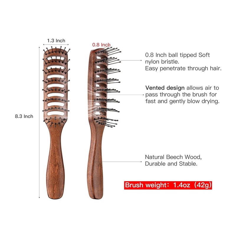 PERFEHAIR Vented Hair Brush 2-Pack - Efficient Blow Drying Vent
