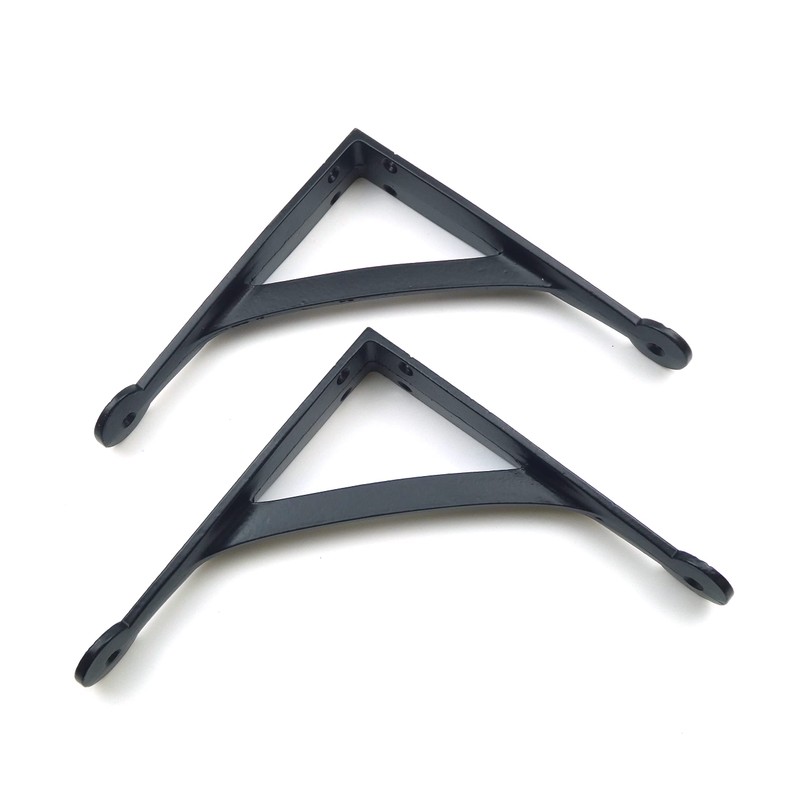 Oakcrafts - Pair of Epoxy Black Gallows Shelf Brackets Antique