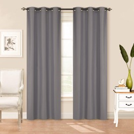 Better Home Style 2 Piece Solid Color 100% Blackout Room Darkening 2 Panels Window Treatment Curtain Insulated Drapes for Any Window with Grommets M3784 (Charcoal, 2 Panels 36" W X 84" L Each)
