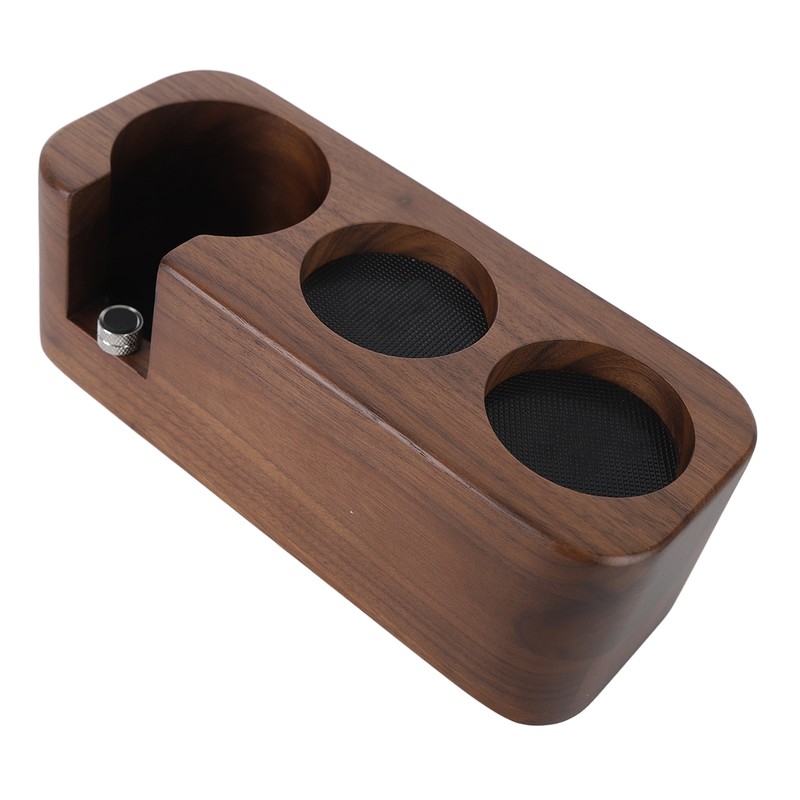 Coffee Tamper Holder 3 Holes Walnut Wood Prevent Slip Stable