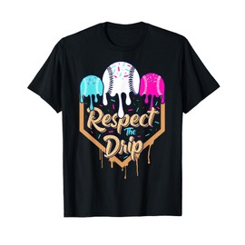 Baseball Drip Boys Ice Cream Waffle Home Plate Respect Drip T-Shirt