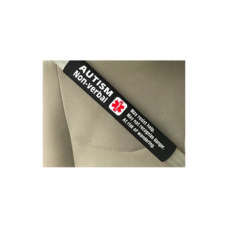 Autism Non-Verbal Medical Alert Seat Belt Cover (Black)