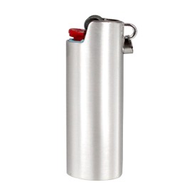 HUMWE Metal J6 Lighter Case Cover Reusable for Bic Regular lighters Sleeve Holder with Ring Necklace Accessories