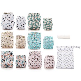 Simple Being Reusable Cloth Diapers, Double Gusset, One Size Adjustable, Washable Soft Absorbent, Waterproof Cover, Eco-Friendly Unisex Baby Girl Boy, with six 4-Layers Microfiber Inserts (Whimsical)