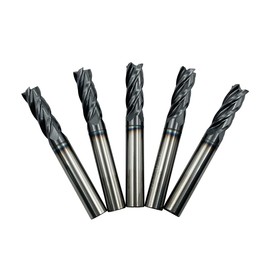 Home of quality tools 5PCS 1/4 inches Carbide Square End Mill Bits Set, Milling Bits Cutter Carbide End Mills for Alloy Steels/Hardened Steels, HRC 45 Deg Single End 4 Flute AlTiN Coating, 1/4 in