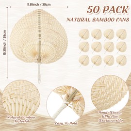 BBTO Woven Bamboo Fans Handmade Hand Weaving Fan Handheld Natural Raffia Hand Fans Bulk for Indoor Outdoor Summer Cooling Supplies Farmhouse Wall Decor Wedding Party Favors (50 Pieces)