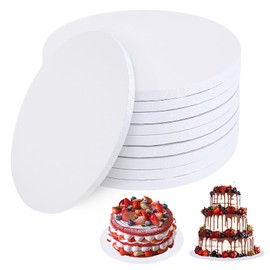 ANSCHER 9 Packs Round Cake Drums 10 Inch, Greaseproof White10 Inch Cake Drums Cake Base, Cardboard Cake Boards for Presenting Heavy/Tall Tiered Cakes, Base para Pastel