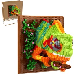 QISHOUTING Wall Art Chameleon Building Blocks Set for Adults, Home Wall Decor or Table Display, Creative Birthday Gift Toy for Adults (2688 PCS)