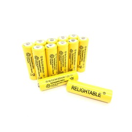 Relightable NiCd AA/AAA 600mAh 1.2V Rechargeable Batteries for Solar Lights, Garden Lights and Remotes (12PCS AA 600mAh Batteries)