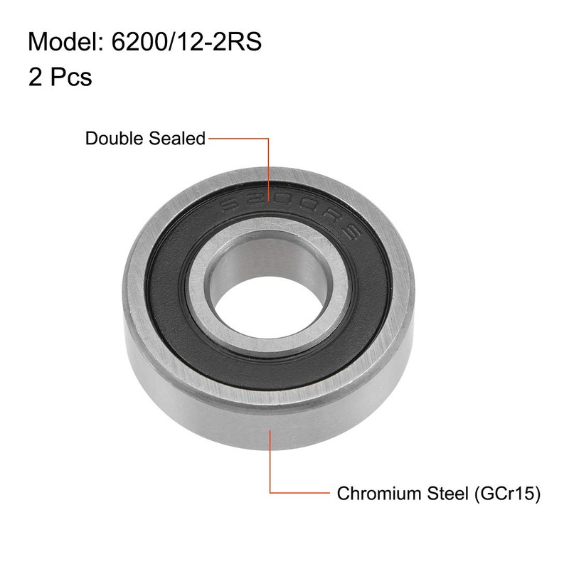 sourcing map 6200/12-2RS Deep Groove Ball Bearings 12mm x 30mm