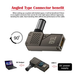 xiwai USB-C PD 65W Charge Adapter Type-C Input to DC 7.4x5.0mm Barrel Jack Plug Smart LED Digital Display 100W Output 20V 5A Charger Connector Compatible with DELL Laptop