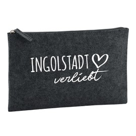Huuraa Kulturbeutel Ingolstadt verliebt Geschenk 1 Liter Charcoal Filz Ingolstadt Geschenkidee