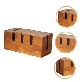 GLEAVI Wooden Cable Management Box Lid Retro Cord Organizer for Desk Power Strip Storage Solution Wire Hider for Home and Office Suitable for TV and Computer