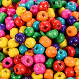 DAHI 600 PCS Colourful Wooden Beads 10mm Loose Round Wooden Craft Beads