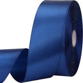 1-1/2 inches 50 Yard Dark Blue Satin Ribbon for Gift Wrapping, Wedding, Crafts, Christmas,Easter, Floral, Hair, Invitation Decorations and More