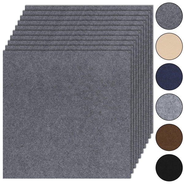 CvoMep 10Pcs Carpet Tiles Peel and Stick 24”x 24” Non-Slip