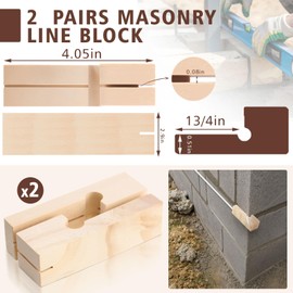 DoubleFill 2 Pairs 4 Inch Wood Line Blocks Masonry String Lines Concrete Blocks for Masonry Tools