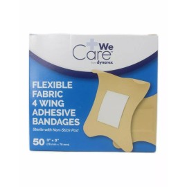 Dynarex 3620 Fabric Four Wing Adhesive Bandages - 50CT