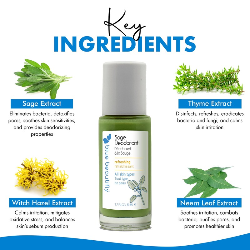 Blue Beautifly Sage Natural Deodorant for Women & Men -