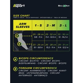 Relaxsan Sport 802 (Black/Grey, M) Sport Compression Arm Sleeves Unisex Men Women