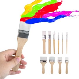 Set of 10 Acrylic Paint Brush Set, Nylon Brush Set, Artist Brush, Watercolour Brush, Various Sizes, Brush Stroke, Professional Artist Brush, Painting Wooden Handle Brush for Gouache Decorating
