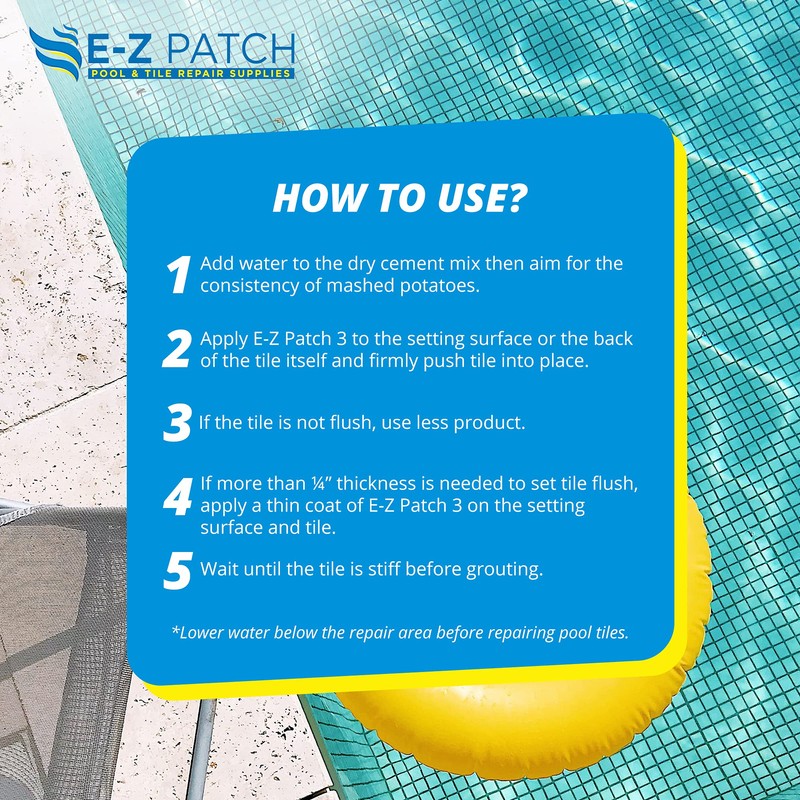 E-Z Patch 3 Thinset Pool Tile Setting Cement - White