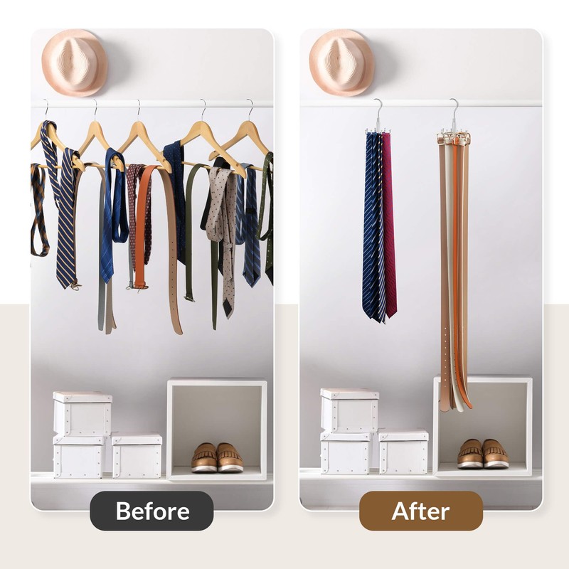 ZEDODIER Tie Hanger for Closet, 2 Pack Rotatable Tie Organizer