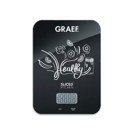 GRAEF KS 202 Digital Kitchen Scales, Black, Easy to Clean Glass Surface, Weighing Function up to 5 kg, Intelligent Tare Weighing Function