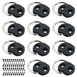 AMANDELIZABE Pack of 11 D Construction Ring Lashing Eyelet, D Ring Hook for Picture Frames, Stainless Steel D Shape Lashing Eye for Loads Securing in Cars, Kayaks and Trailers, Black