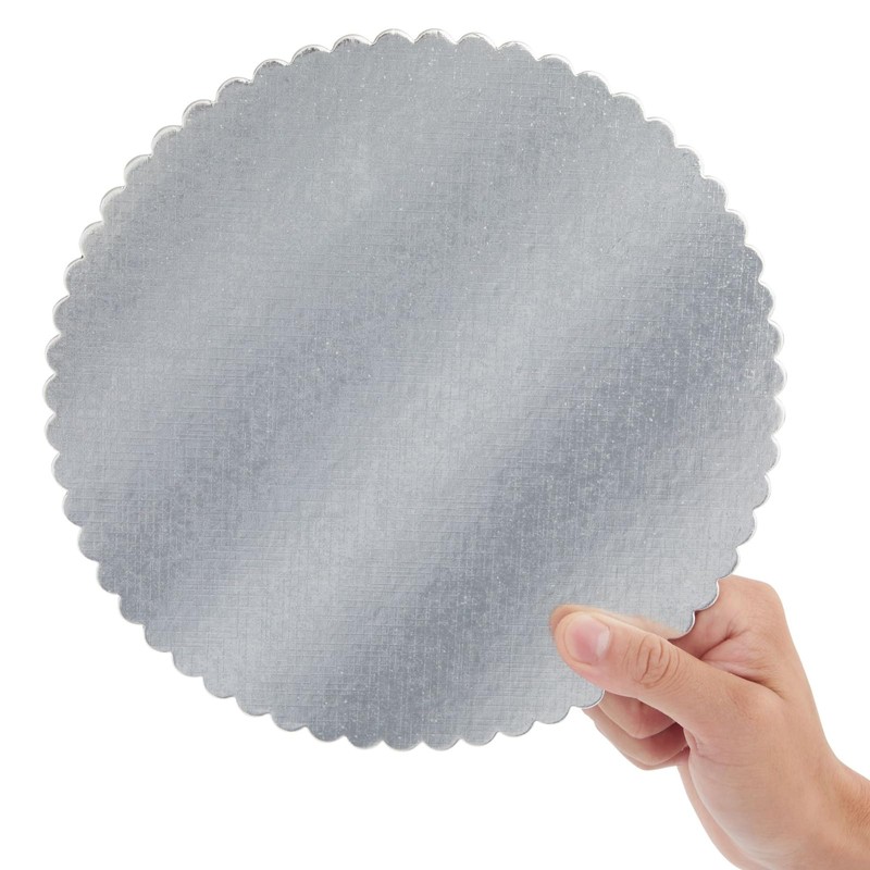 Juvale 10-Inch Scalloped Silver Cake Boards - 10 in, 12-Pack