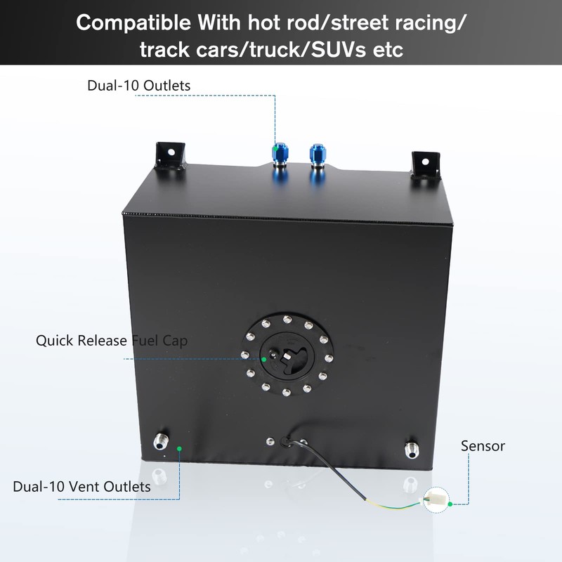Donpida 15 Gallon Fuel Cell Aluminum Polished with Cap Level
