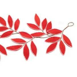 Melrose Striped Border Leaf Christmas Garlands - 4' - Set of 2
