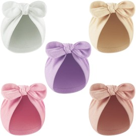DRESHOW Newborn Baby Bow Knot Turban Hat Hospital Hat Beanie Infant Bow Hats Baby Cotton Hat for Boys Girls 0-12 Months