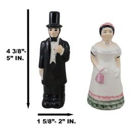 Ebros Gift Patriotic American Abraham Lincoln And Mary In Formal Attire Presidential Ceramic Salt And Pepper Shakers Set Historical Political Icons Figurines Kitchen Tabletop Collectible Decorative