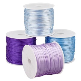 PH PandaHall 112m Nylon String, 1mm Rattail Satin Cords Silky Beading String Tail Cord Bracelet String Thread for Braid Hair Jewellery Making Crafting Christmas Tree Ornament, 4 Colors