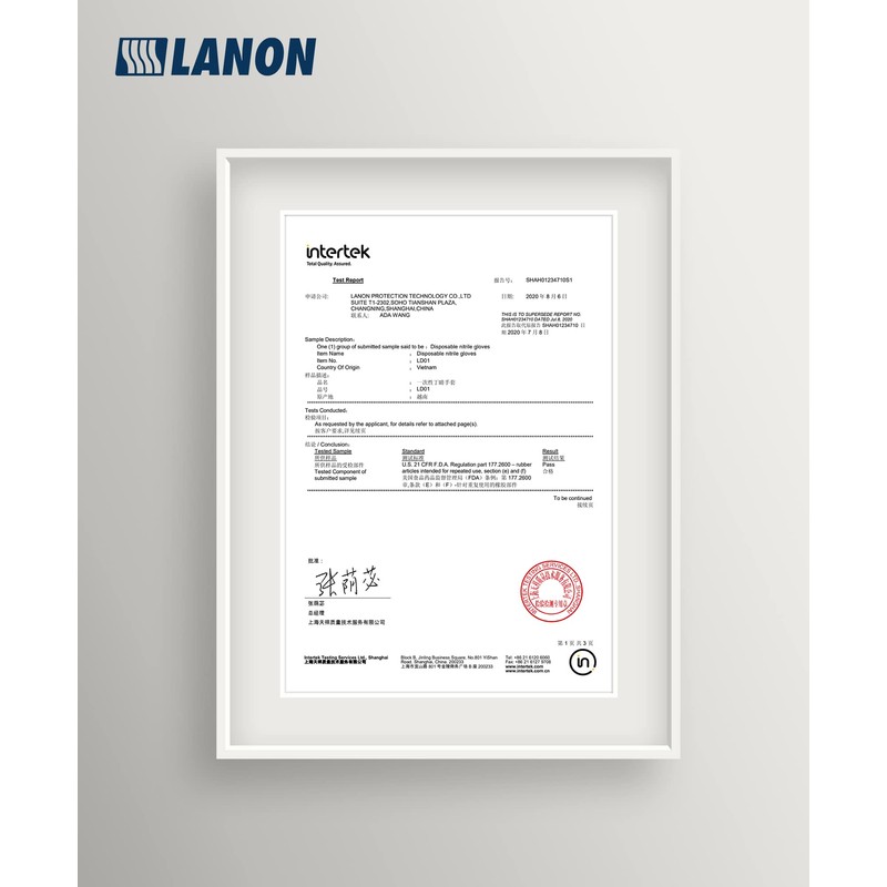 LANON Food Safe Disposable White Nitrile Gloves, Latex-Free, Powder-Free, Textured