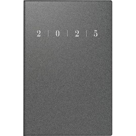 rido/idé Pocket Diary Model Partner/Industrie I (2025), 2 Pages = 1 Week, A7, 224 Pages, Plastic Cover Reflection, Anthracite