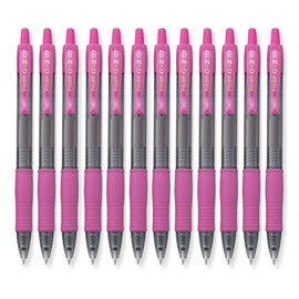 Pilot G2 Pink Gel Pen, Retractable, Rubber Grip, 0.7mm Fine Point, Dozen (31174)