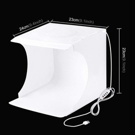 PULUZ Small Simple Shooting Box with Round LED Ring Light 64PCS Mini Desktop Photography Booth Folding Portable Photography Stand with 6 Color Background(Black/White/Yellow/Red/Green/Blue) 3 Color