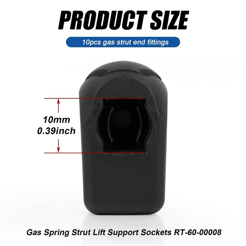 Gas Strut End Fittings for 10mm Ball-Stud (10 Pack) M6