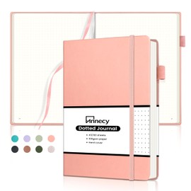 Annecy Numbered Bullet Dotted Journal Notebook, Medium 5.5x 8.25, 160 Pages 100GSM Writing Paper, A5 Peach Pink Faux Leather Cover with Pen Loop