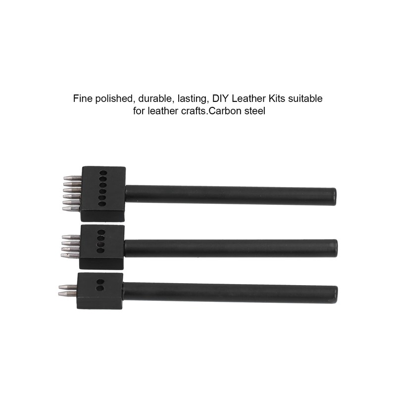 3Pcs Leather Perforated Tool Black Tooth Durable Quick Easy DIY
