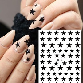 8 Sheets Star Nail Art Stickers 3D Glitter Shiny Star Nail Decals Self-Adhesive Holographic Laser Pink Gold Silver Red Black Heart Nail Art Design DIY Nail Art Decoration for Women Girls Kids Manicure Tips (Star)